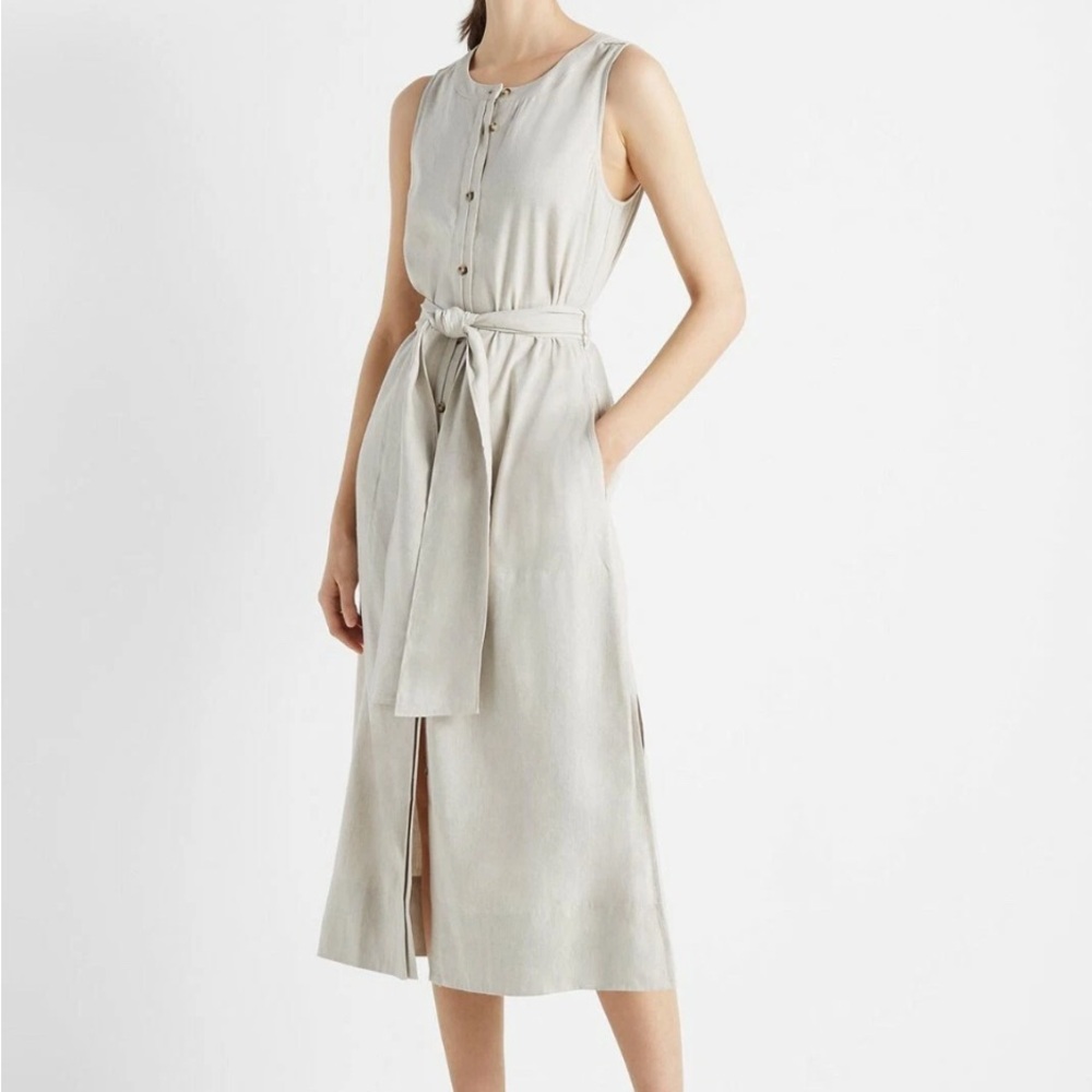 Club Monaco Sleeveless Buttoned Midi Dress 6 Flax